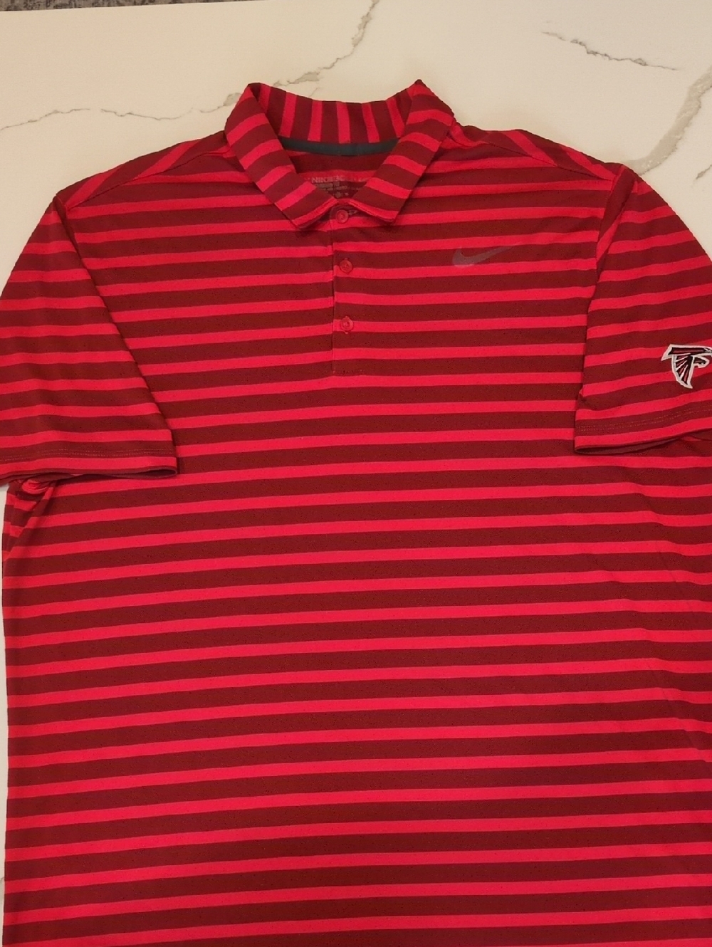 Atlanta Flacons Nike Red and Dark Red Striped Polo Shirt